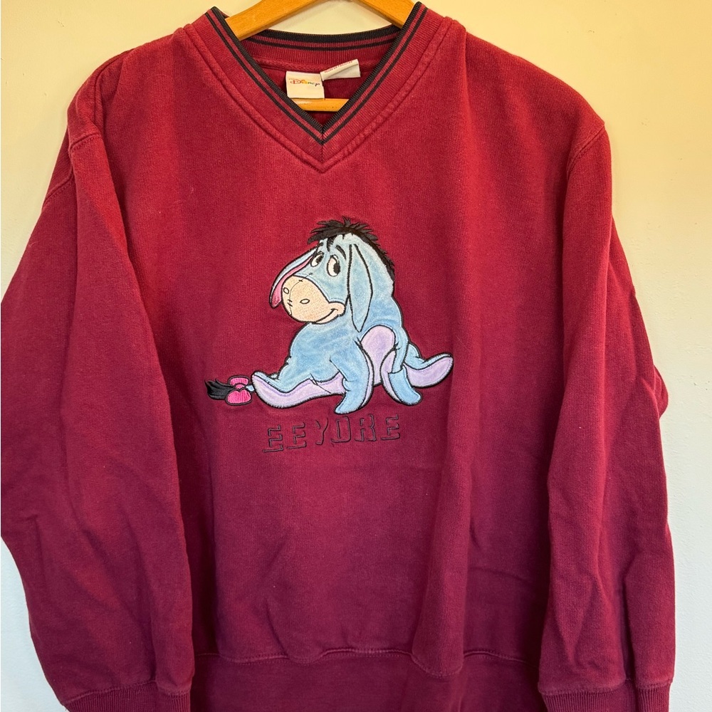 Vintage Original Disney Eeyore V-neck Crewneck Sweatshirt